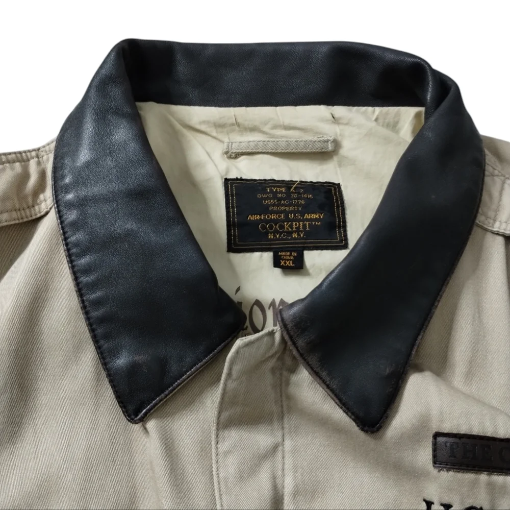 Cockpit USA Men's Distressed Air Force U.S. Army Aviator‎ Bomber Jacket Type XXL